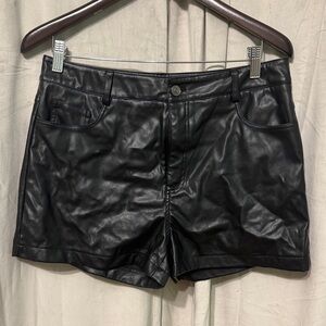 AKIRA Black Faux Leather High Waist Shorts